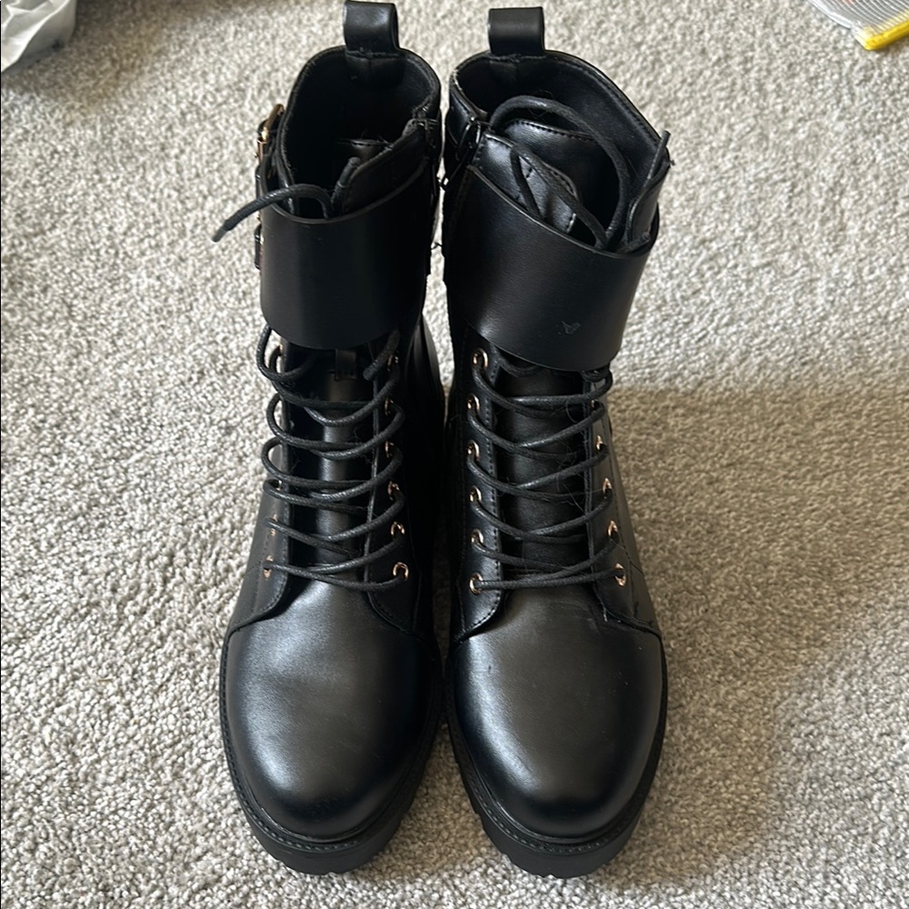 Black Lace-Up Combat Boots